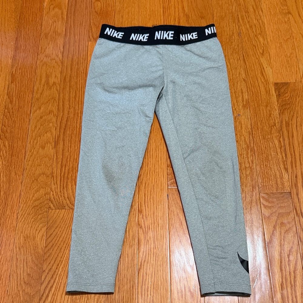 Nike Gray Leggings with Black Branded Waistband